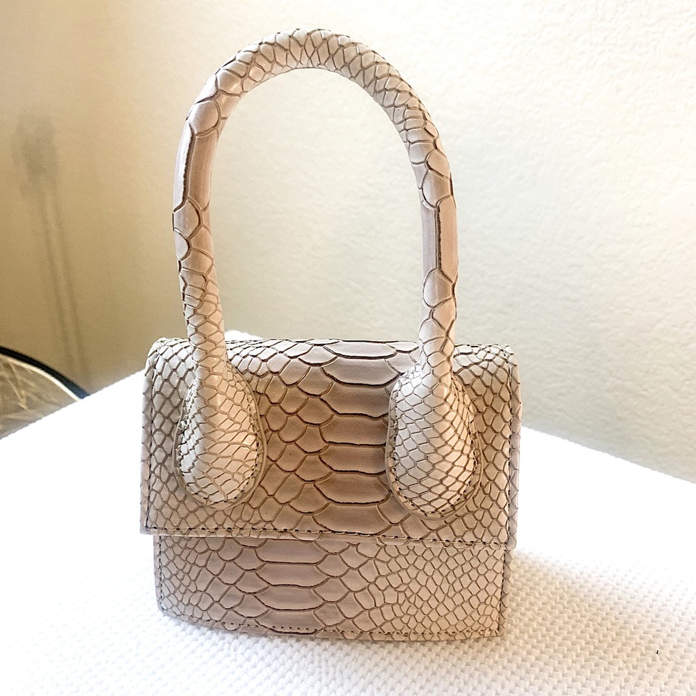 Nude snake skin mini bag